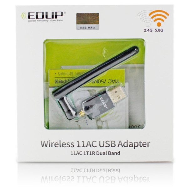 EDUP AC 600Mbps 2.4/5.8GHz 11AC Dual-band Wireless Adapter with 6dBi Antenna Support Windows and MAC with Retail Package