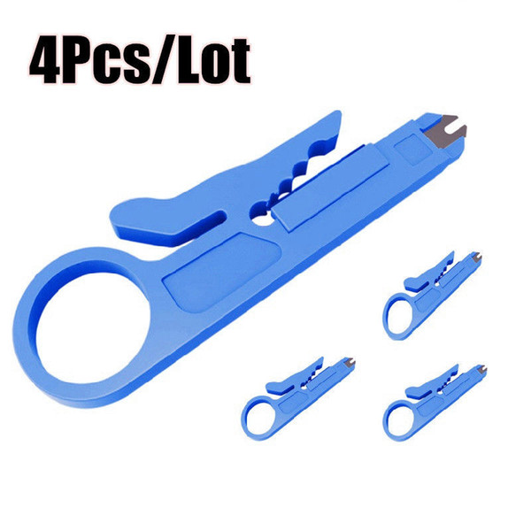 Aucas 4pcs/lot Mini Stripper Ethernet Portable Cable Cutter Network Wire Plier Punch Down Tool blue yellow