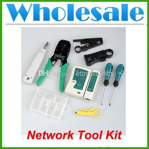 Wholesale Cable Tester +Crimp Crimper +RJ45 RJ11 Cat5 Connector Plug Network Tool Kit Lots100