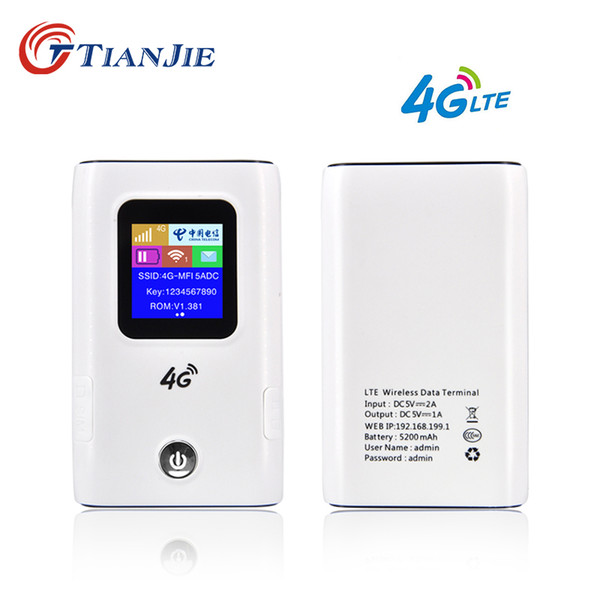 TIANJIE MF905C portable 5200mAh power bank 3G 4G LTE wifi Wireless Unlocked router With Sim Card Slot