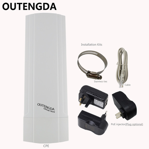 OUTENGDA 3KM 2.4GHz Wireless Outdoor CPE Bridge 150Mbps AP Router Access Point 1000mW WIFI Repeater Extender Support WDS & PoE