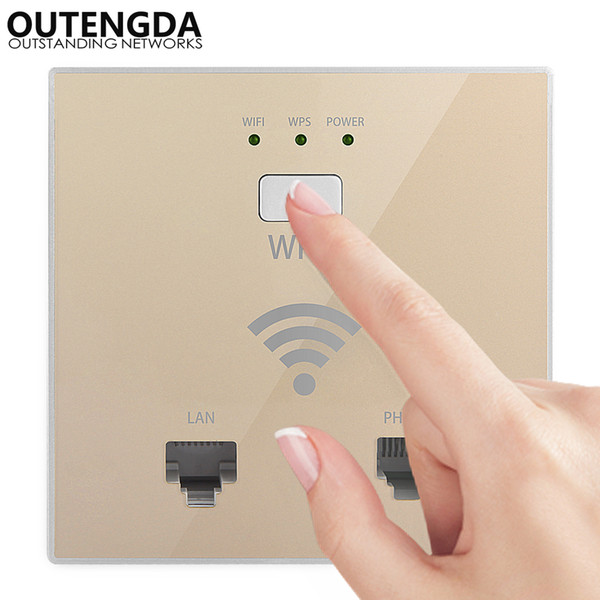 300Mbps in Wall AP WiFi Access Point Wireless router for Hotel Wi-Fi Project Support AC Management & RJ45 RJ11 tel in WPS Encryption