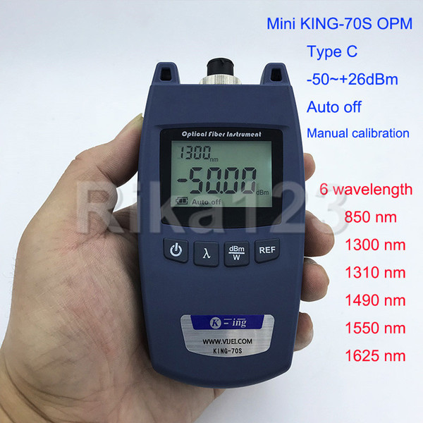 FTTH Mini KING-70S Type C OPM Optical Power Meter Fiber Optical Cable Tester -50dBm~+26dBm