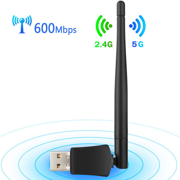 100pcs Mini USB WiFi AC 600Mbps Wireless Adapter 600M Computer LAN Card Dual Band 2.4G/5G Network Card new