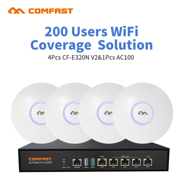 Coverage Solution 200 Users WiFi do Supermercado Wi-fi Cobertura Do Projeto 800 Quadrado 200 usuário 4 pcs Comfast AP interior Wifi Router