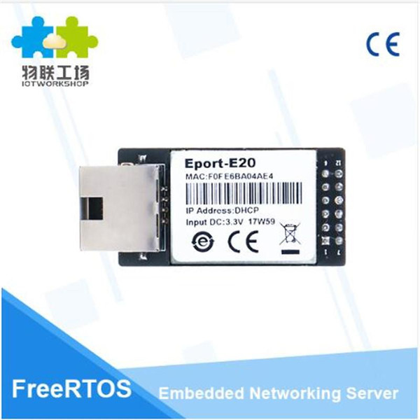 Eport-E20 FreeRTOS Network Server Port TTL Serial to Ethernet Embedded Module DHCP 3.3V TCP IP Telnet