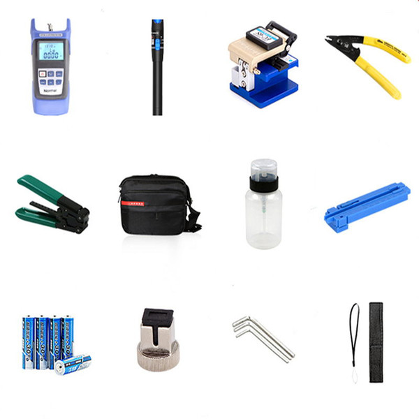 Fiber Optic FTTH Tool Kit With Stripping Pliers And Miller's Pliers Fiber Cleaver And Optical Power Meter 5km Red Laser Pointer