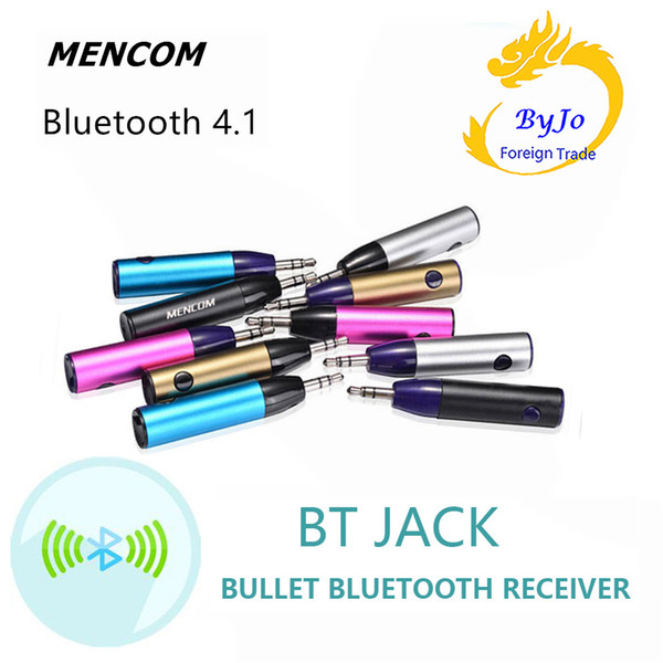 Mencom Bluetooth Receiver Bullet Style Mini Bluetooth Music Receiver Adapter 3.5mm AUX Audio Smart Bluetooth Car Kit for Speaker headphone