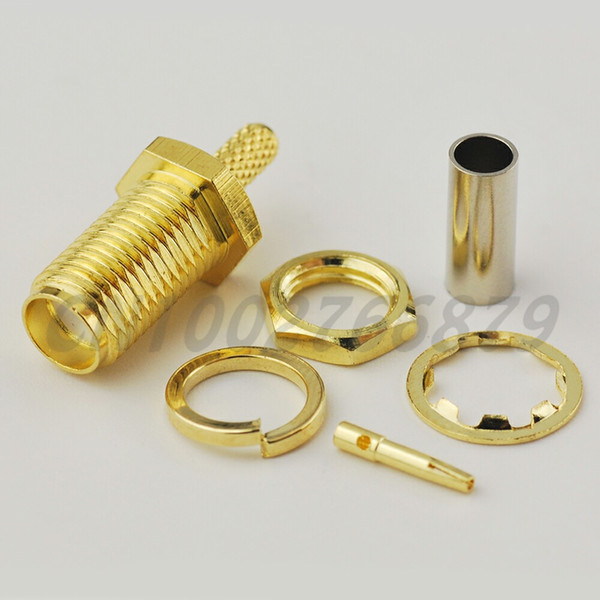 20pcs RF electrical Connector SMA Jack Crimp female bulkhead Gold-plated connector for RG316 RG174 LMR100 cable