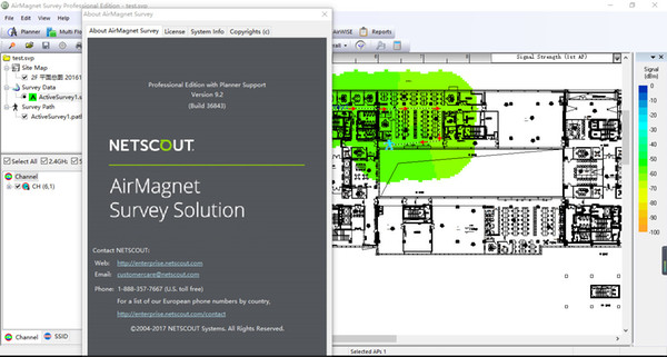 Wlan survey and planner Airmagnet Survey Pro 9.2 , not include supported wifi adapters