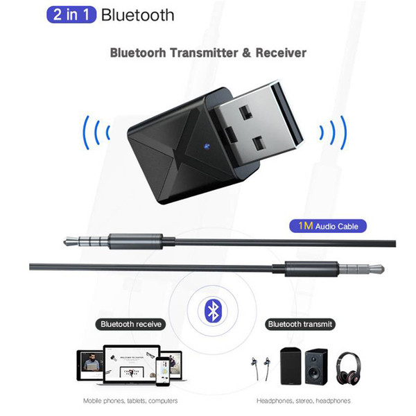 2 in 1 5.0 Wireless Bluetooth Audio transmitter Receiver Audio Adapter with 3.5mm aux cable