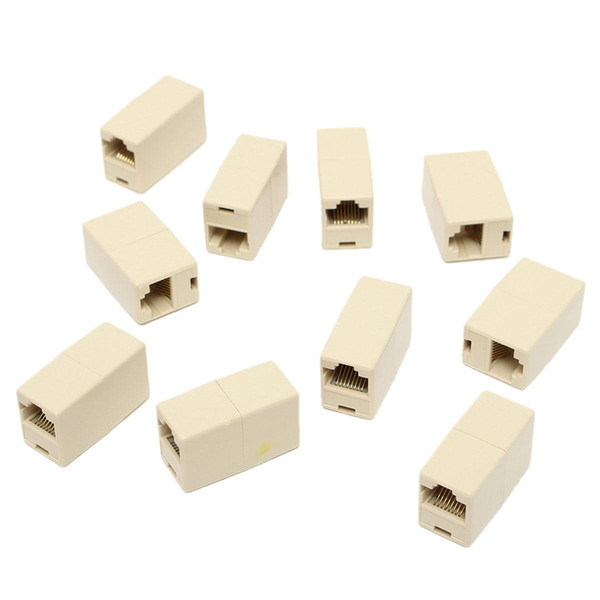 Universal 10Pcs RJ45 Cat5e Straight Network Cable Ethernet LAN Coupler Joiner Female To Female Connector Best Promotion