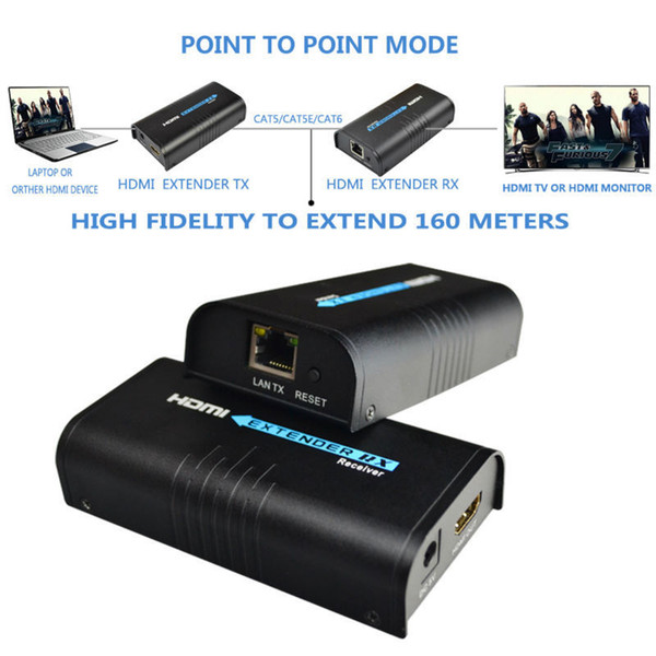 HDMI Extender Can Extend 120m(393ft) By Rj45 Cat5/cat5e/cat6 Support 1080P Can Work Like HDMI Splitter 1 pair