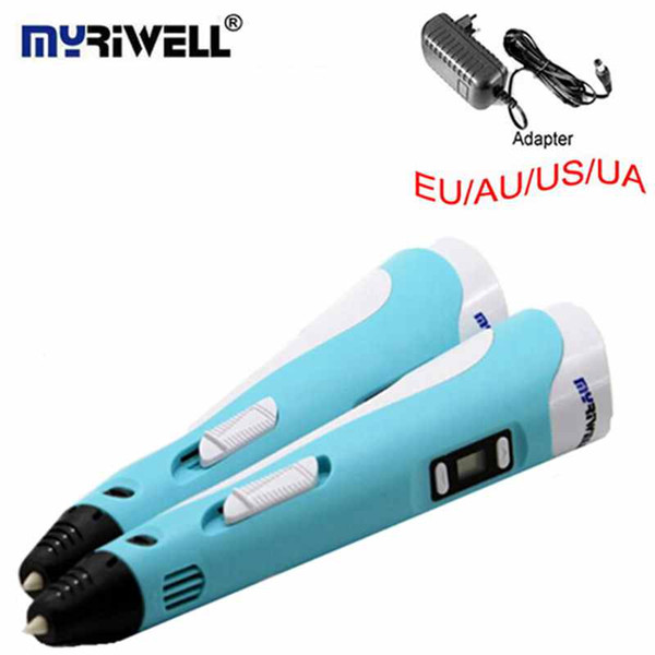 2017 Original MYRIWELL 2nd 3D Pen Safest Children Gifts 3D Magic Pen 3D Model EU/UK/US/AU Plug ABS/PLA Filaments Drawing Tool