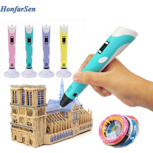 HonfarSen 2nd Generation RP-100B 3D Printer Pen 1.75mm ABS/PLA Smart 3D Drawing Pen with Filament LED Display for the Kids Gifts