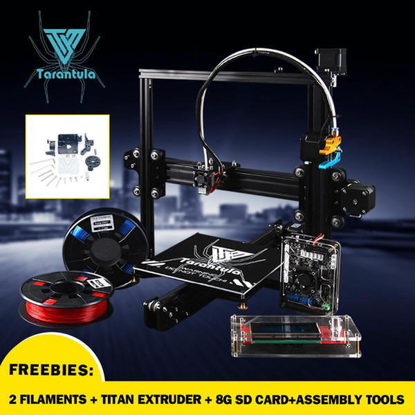 2018 Newest TEVO Tarantula Prusa i3 3D Printer DIY kit impresora 3d printer with 2 Filaments Titan Extruder 8G SD Card as GIFT