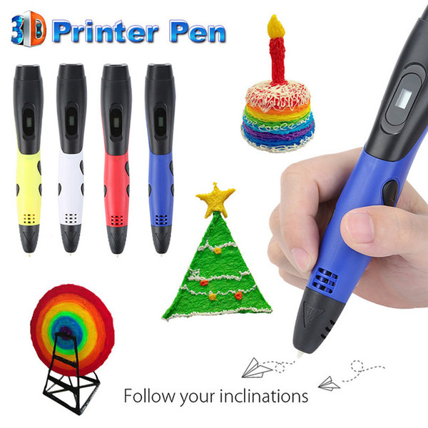 HonfarSen 3D pen with PLA filament 3D printer pens with 5V 2A adapter OLED display artist drawing pen 3D molding DHL Free