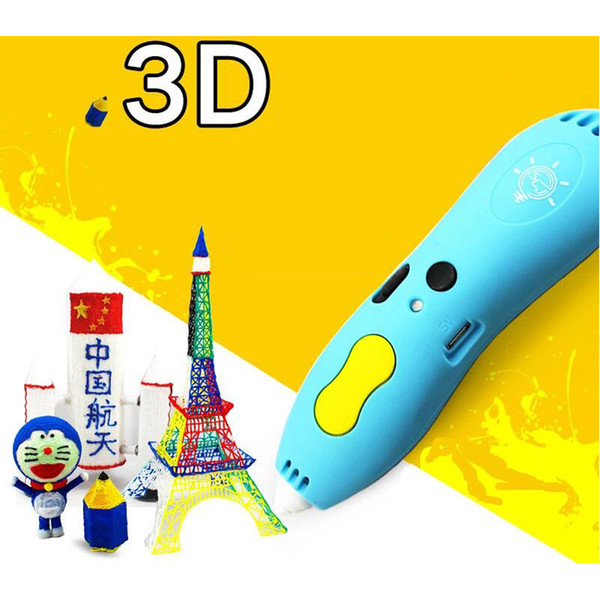 Wireless 3d Printer Pen USB Rechargeable 3D Printing Pen with PCL Filament Low Temperature Kids 3D Printer in Retail Packing