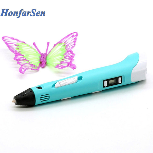 HonfarSen DIY 3d pen LED Display 3d printer pen 1.75mm PLA Filament for kids Christmas gift drawing toys paiting toys DHL Ship