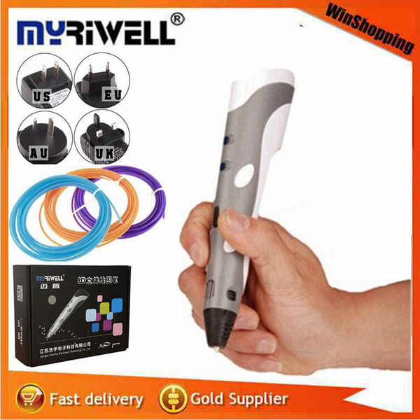 2016 Myriwell First Generation 3D Pen Best Children Present graffiti DIY 3D Printing Pen 3D model Add Free 3 Color ABS Filaments