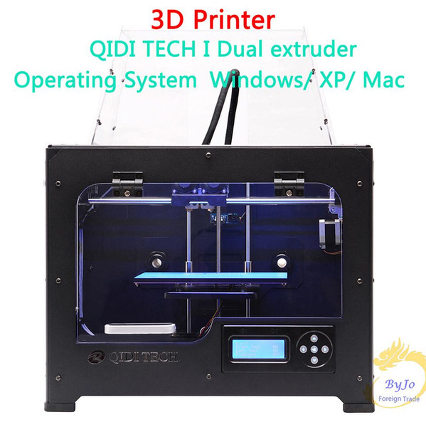 Newest High Quality QIDI TECH I Dual extruder 3D Printer with upgraded 7.8 version motherboard W/2 ABS and PLA filaments