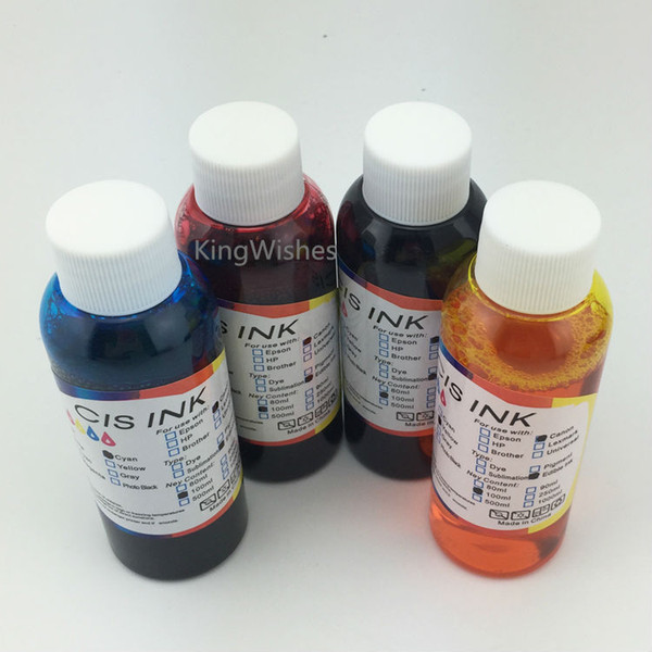 Free Shipping 4PCS x 100ML Universal Edible Ink For Epson Desktop Inkjet Printer BK M Y C