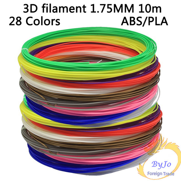 3D filament 1.75MM 10m avirulent and harmless 28 Colors DIY PLA and Low temperature eMate printing material For 3D Drawing Printer Pen