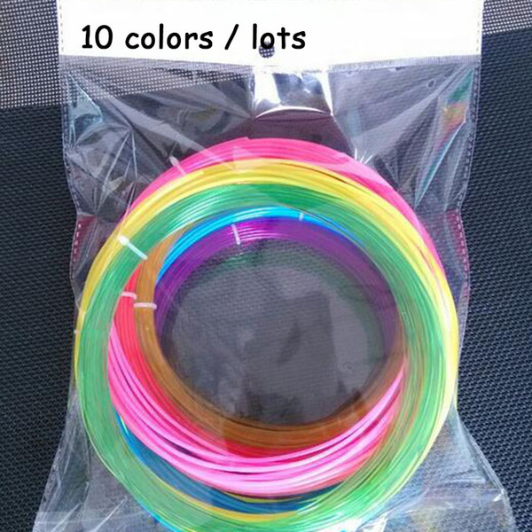 10pcs/lot 3D Printer Filament diameter 1.75mm lenght 5m/color DIY PLA no pollution Print Filament For 3D Drawing Printer Pen