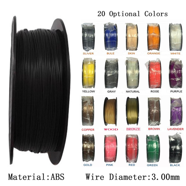 ABS 3.00mm 1kg / 2.2lbs 3D Printer Filament Plastic 3D Printing Rubber Ribbon Consumables Material Filament Printer Supplies