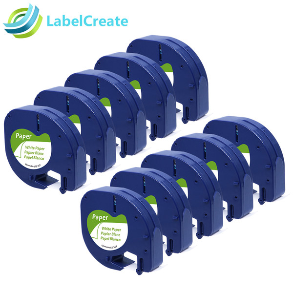 10 Pcs Compatible for DYMO LetraTag Tape Label 91200 91220 Black on White 12mm*4m Paper for DYMO Label Printer Tape Maker