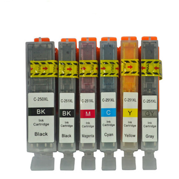 6PK PGI 250XL CLI 251XL Ink Cartridges Compatible For Canon printers PIXMA MG5420 MG5520 MG6320 MG7120 IP7220 MX722 MX922 Bulk Ink Inkjet