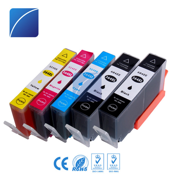 ZH 5 PCS Ink Cartridges 364XL 2BK Compatible For HP364 Photosmart B210 HP B8550 C53244 C5380 C63244 C6380 D5460