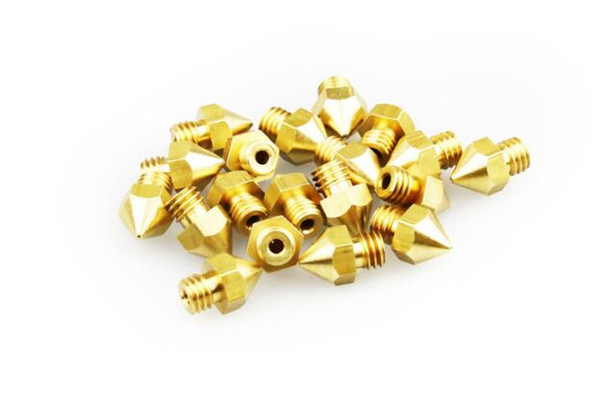 3D Printer Extruder Brass Nozzle Heating High Temperature Resistance Smooth Flow 0.3mm 0.4mm 0.5mm 0.6mm Gold-Plated 6mm 3g