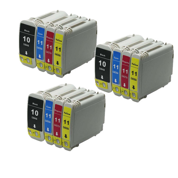 12PK Ink Cartridge Compatible for HP Printers Inkjet 10 11 Designjet 100 100plus 110plus 110plus nr 500 500ps Fullfill Ink