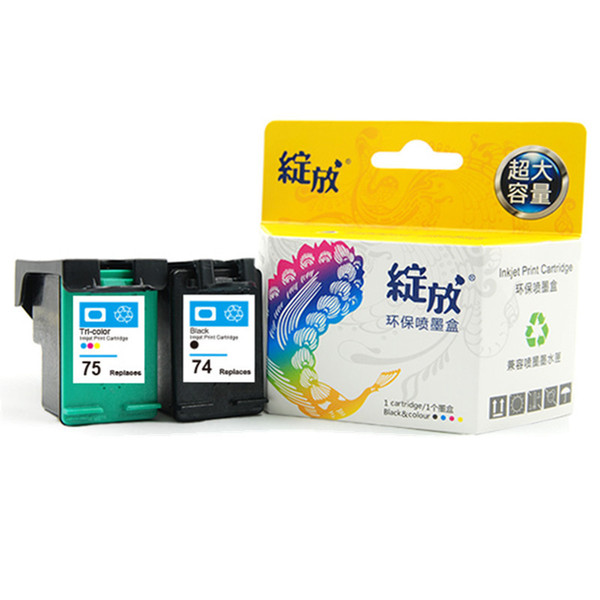 2PK Ink Cartridges Remanufactured For HP 74 75 Deskjet J5750 J5785 J6480 J6450 D4260 D4263 4360 D4368 Officejet J5730 Inkjet