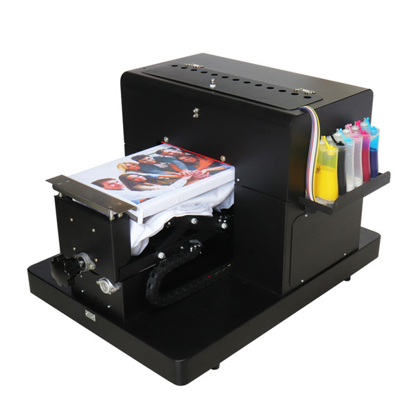 2018 hot selling A4 size flatbed printer machine for print dark color T-shirt directly clothes phone case printer