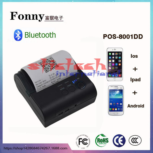 by dhl or ems 50pcs 80mm bluetooth printer thermal receipt printer bluetooth android mini 80mm thermal bluetooth printer 80LD