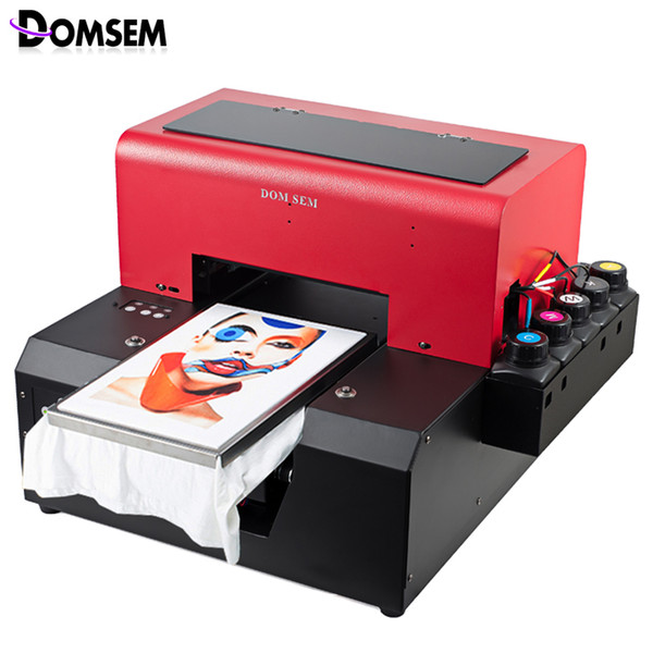 DOMSEM A4 size Automatic Cloth Garment T shirt UV Printer with t-shirt tray/ ink / software