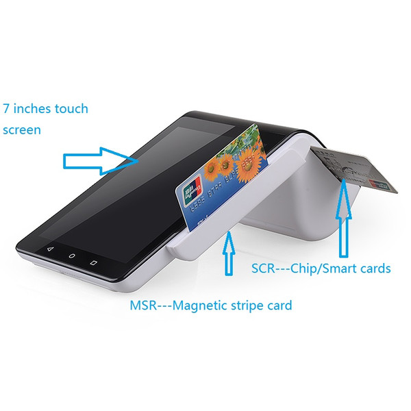 7 inches Capacitive touch screen Android system with 58MM printer NFC barcode scanner all in one PT7003MS