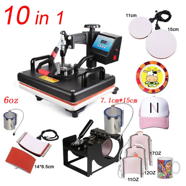 10 In 1 Combo Heat Press Machine,Sublimation/Heat Press,Heat Transfer Machine For Mug/Cap/Tshirt/Phone cases