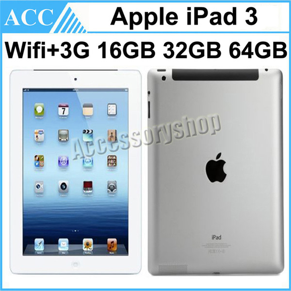 Refurbished Original Apple iPad 3 WIFI + 3G Cellular 16GB 32GB 64GB 9.7 inch IOS Dual Core 1.0 GHz A5X Chipset Tablet PC DHL 1pcs