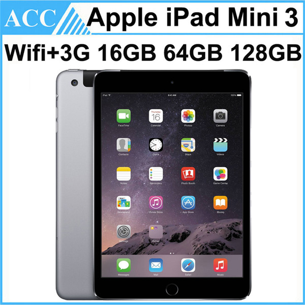 Refurbished Original Apple iPad Mini 3 WIFI + 3G Cellular 16GB 64GB 128GB 7.9 inch Retina Display IOS Dual Core A7 Chipset Tablet PC 1pcs