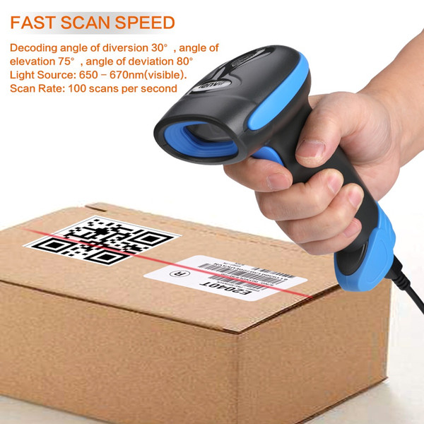 LENVII CW200 Wireless Handheld USB 2D QR-Code Shatteproof Barcode Scanner