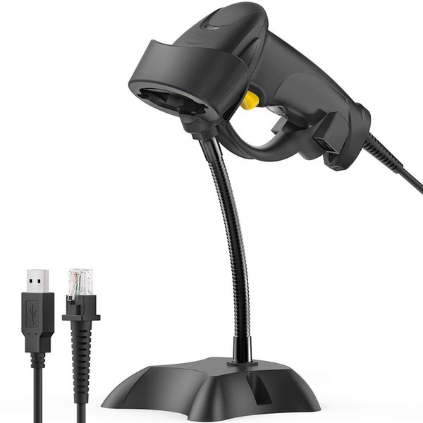 Scanning Black Long Range Plug And Play High Scaned Speed Supermarket Use Barcode Scanner Hands-Free Stand 32Bit USB