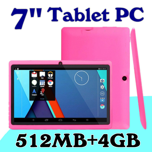 5X Cheap 7inch Q88 Dual camera A33 Quad Core Tablet PC Android 4.4 OS Wifi 4GB 512M RAM Multi Touch Capacitive Bluetooth Tablet Xmas A-7PB