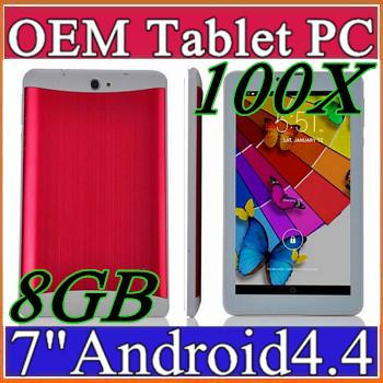 100X 3G Phablet Phone Calling Tablet PC 8GB MTK6572 Dual Core Android 4.4 Capacitive Touch WCDMA GSM Bluetooth Camera Dual Sim Card B-7PB