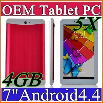 5X 7 Inch 3g Phablet Android 4.4 MTK6572 Dual Core 1.5GHz 512MB RAM 4GB ROM 3G Phone Call GPS Bluetooth WIFI Dual Camera 706 Tablet PC B-7PB