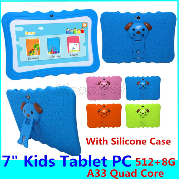 Kids Brand Tablet PC 7 inch Quad Core children tablet Android 4.4 Allwinner A33 big speaker with protective cover Children tabelt PC