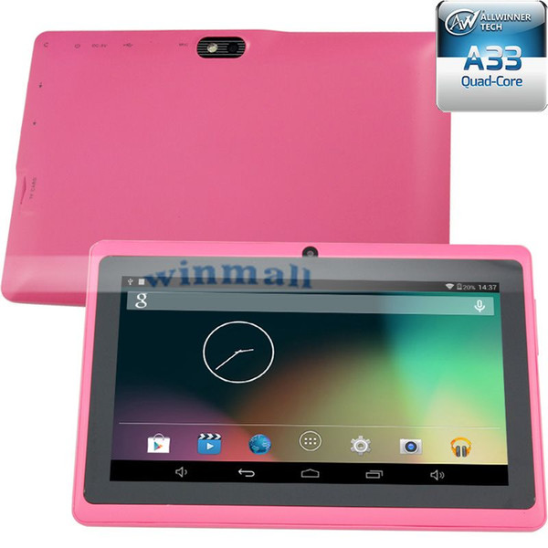 7 Inch 1024*600 Screen A33 Quad Core Q88 Q8 Tablet PC Dual Camera Flashlight Android 4.4 512MB 8GB Wifi Play Store