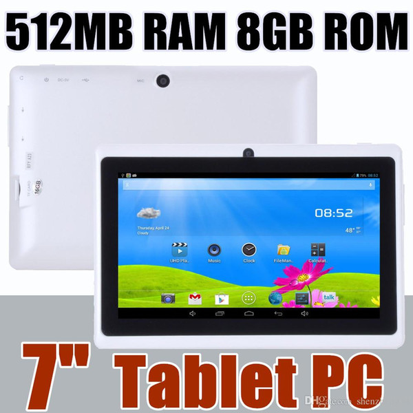 30X DHL 7 inch Android4.4 Google 3000mAh Battery Tablet PC WiFi Quad Core 1.5GHz 512MB 8GB Q88 Allwinner A33 7